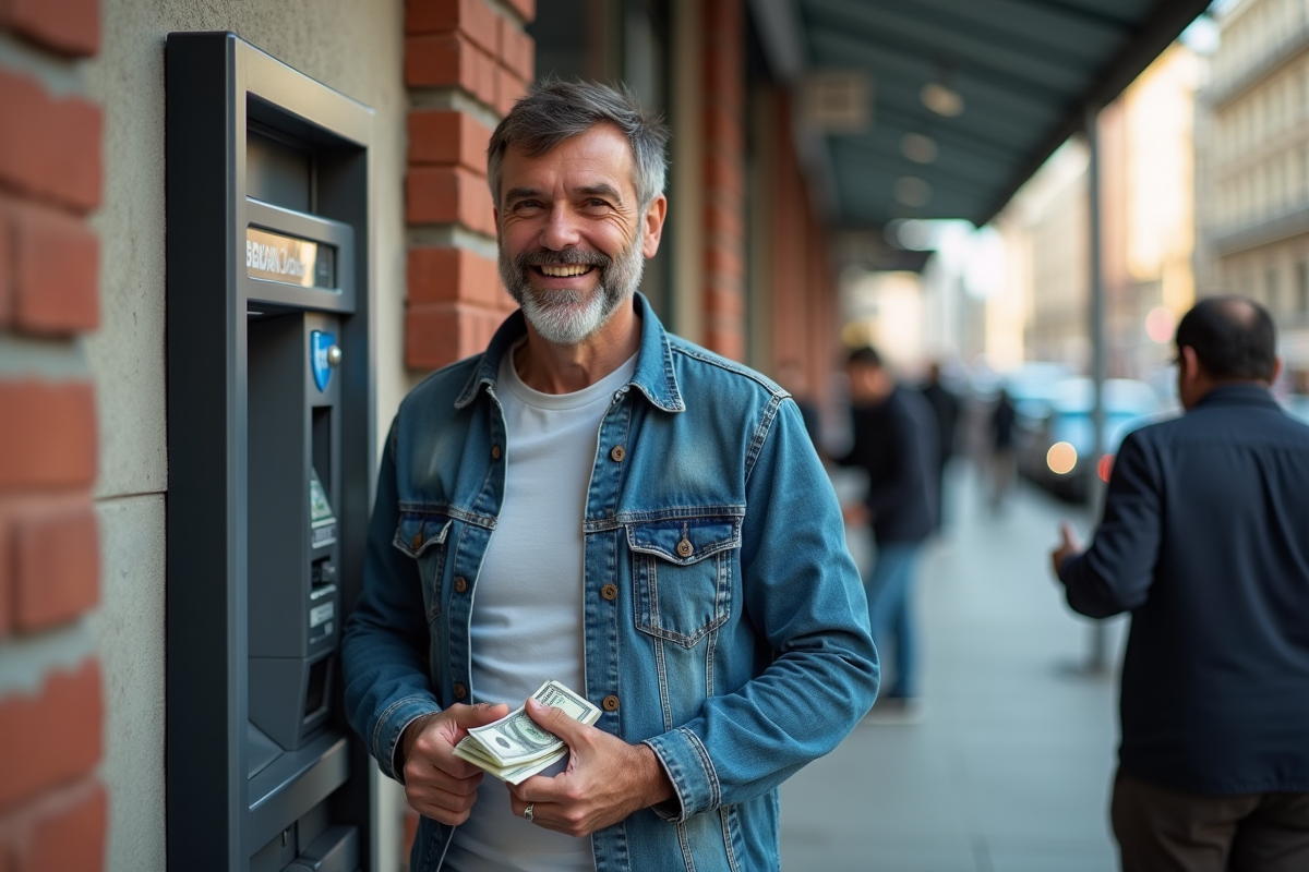 Homme souriant retirant de l