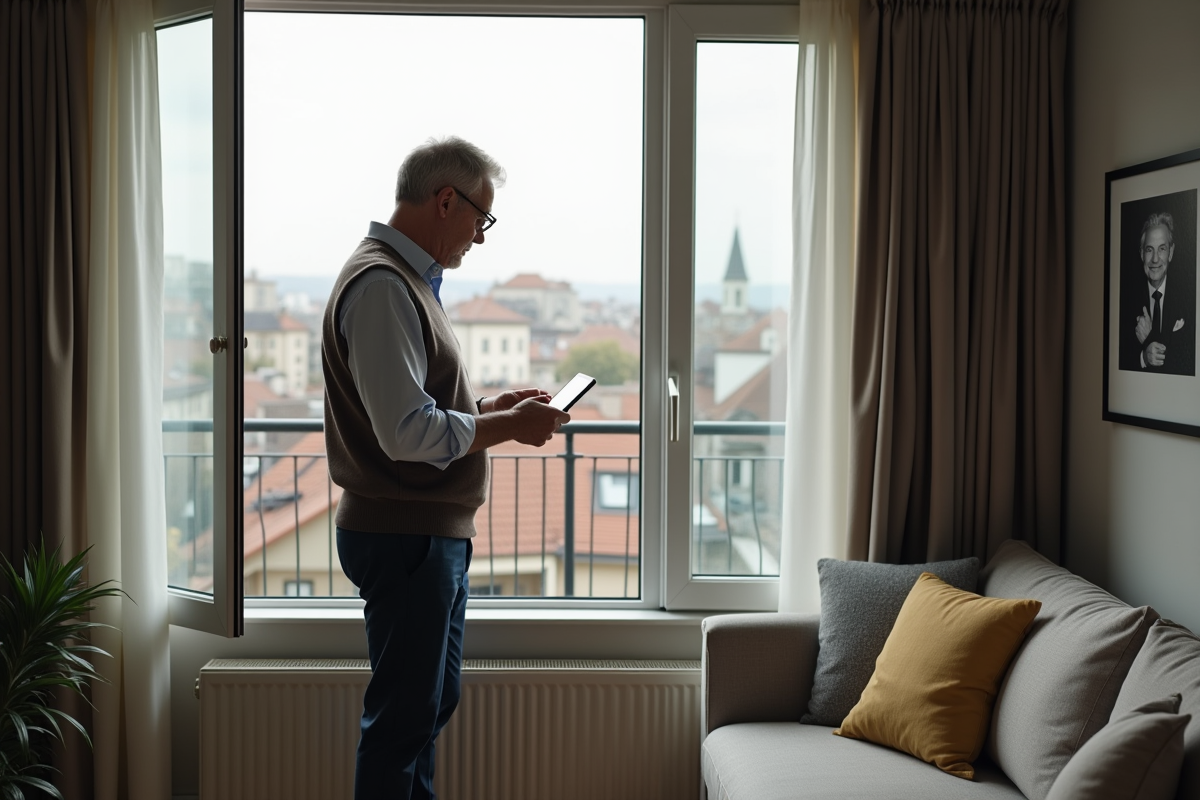 Homme utilisant une tablette pour comparer assurances habitation