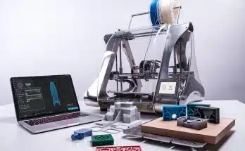 Vue sur une petite imprimante 3D