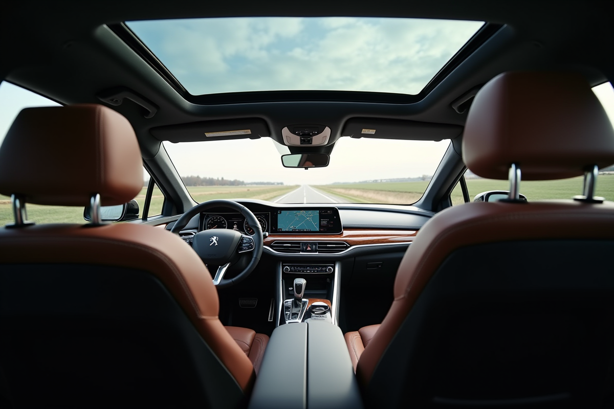 Intérieur de la Peugeot 508 SW avec vue depuis l arrière