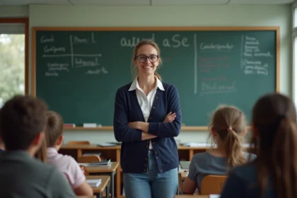 Professeure attentive écoutant ses élèves en classe, illustration de l'astuce mémo pour mieux écouter