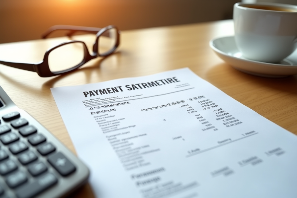 Relevé de pension avec calculatrice et lunettes sur bureau lumineux